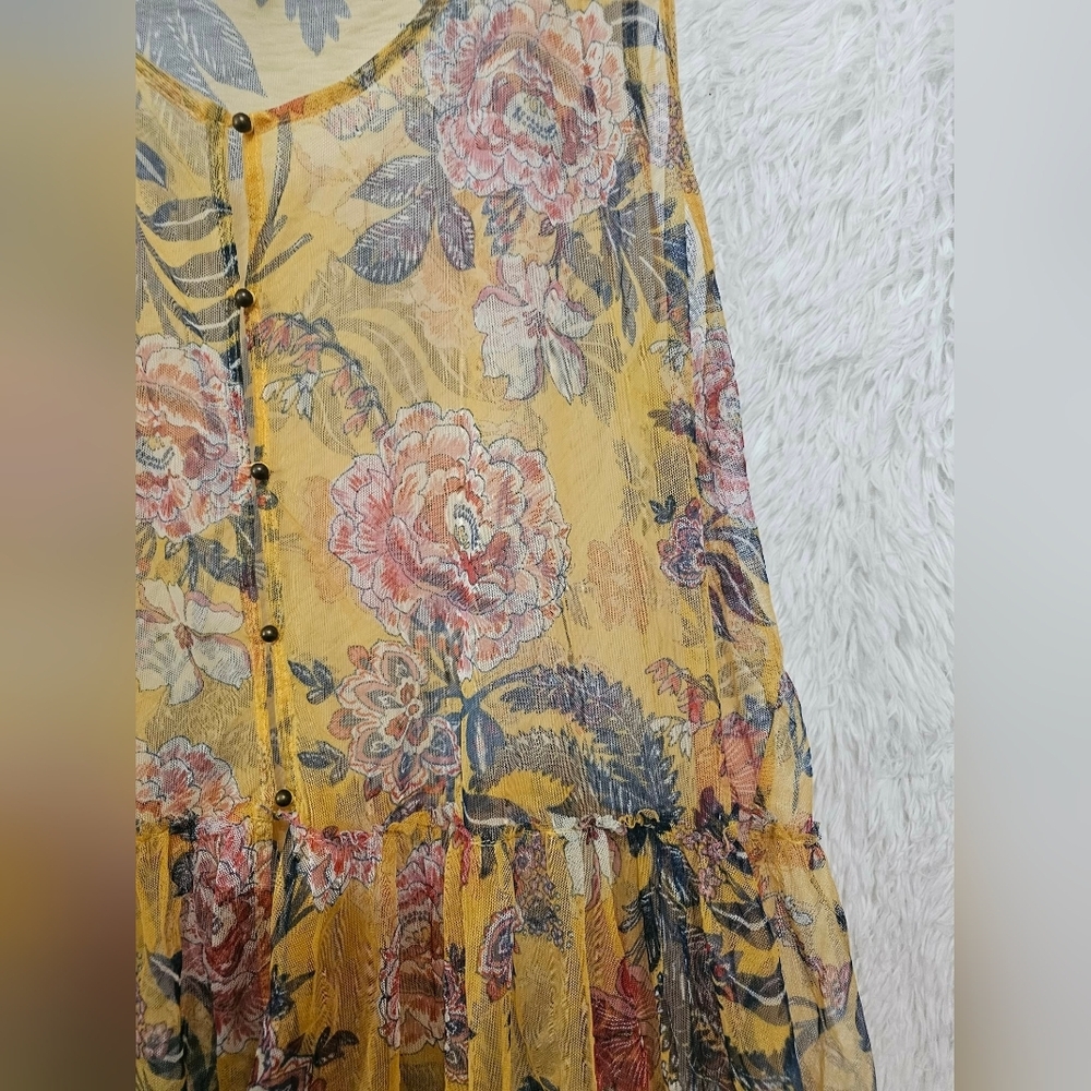 Cato Mustard Floral Sleeveless Tunic 26/28 Like New - Picture 8 of 11